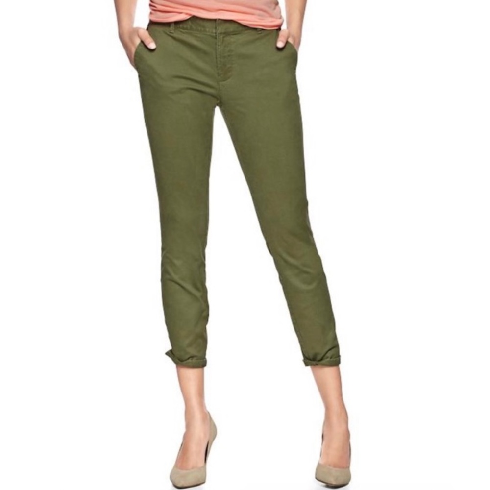 NWT Khakis by GAP Skinny Mini Pants Olive Green Size 14